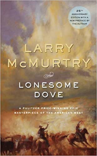A book cover of "Lonesome Dove" by Larry McMurtry.
