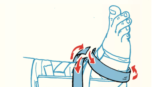 An illustration of a foot with a cast on its ankle.