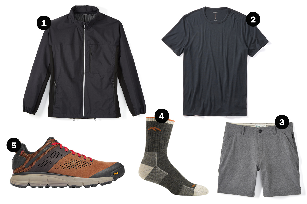 A proper dressing for hiking. 