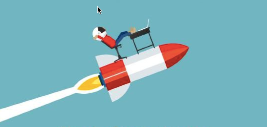 An illustration of a man flying on a rocket, showcasing the better decision-making skills of a rocket scientist.