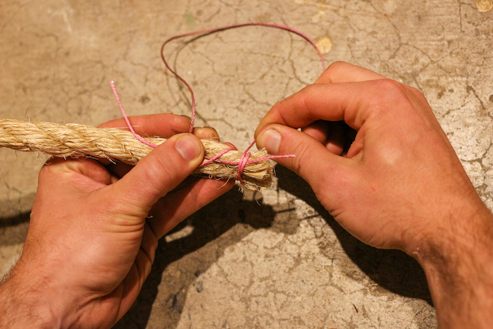 Wrapping up frayed rope and natural fiber rope.