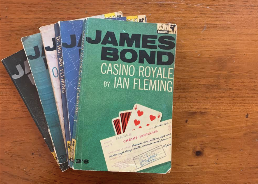 Books by Jan Fleming featuring the iconic James Bond in 'Casino Royale'.