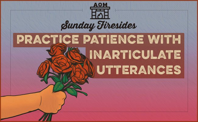 Bunch of flowers on cover of practice patience with inarticulate utterances.