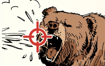 An illustration of a bear with a crosshairs effectively in front of it.