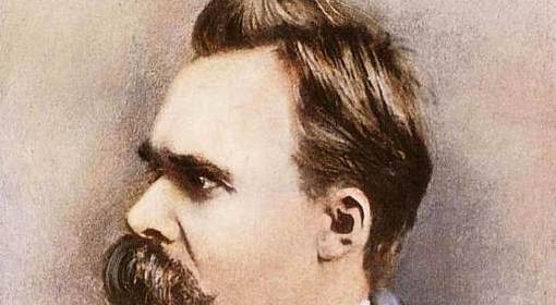 A portrait of a man with a mustache, reminiscent of Nietzsche.