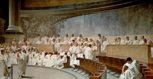 A painting of a large group of people in white robes, showcasing unity and peace.