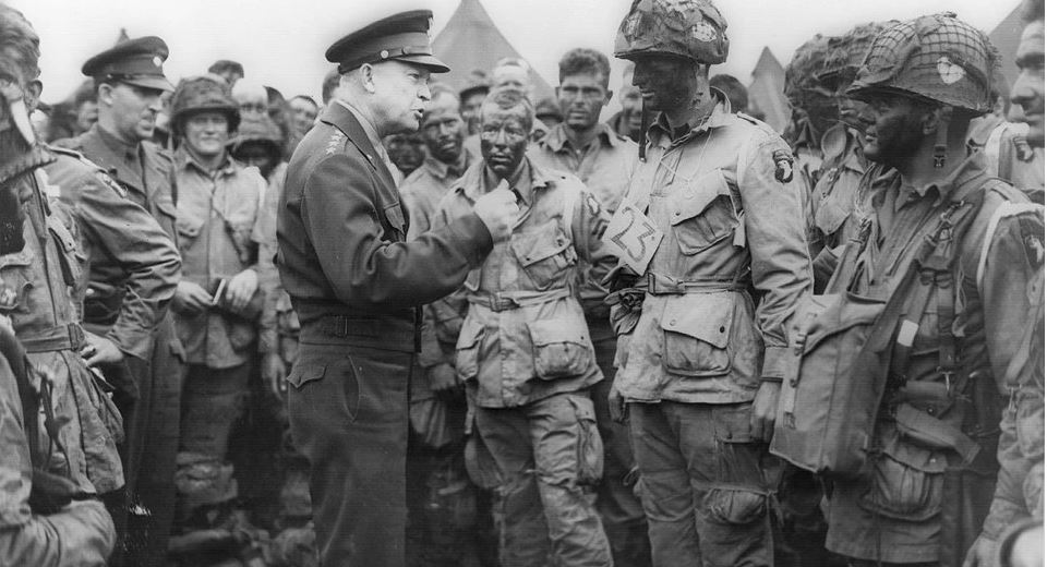 dwight eisenhower during wwii talking to troops.