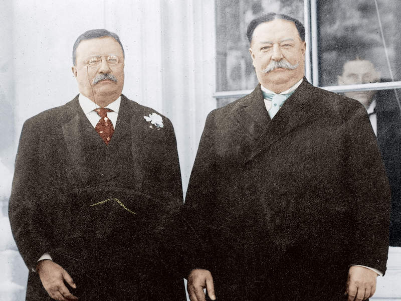 theodore roosevelt and william howard taft colorized photo. 