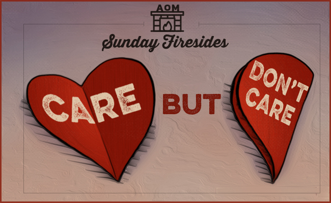 illustration of folded paper hearts with "care but don't care" title.