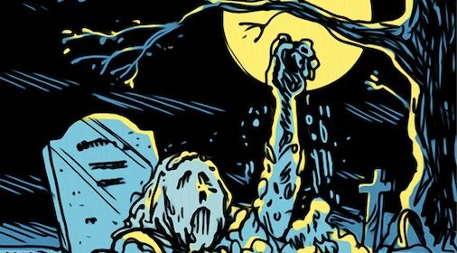 Using their skill, the artist portrayed a zombie in the graveyard under the full moon.