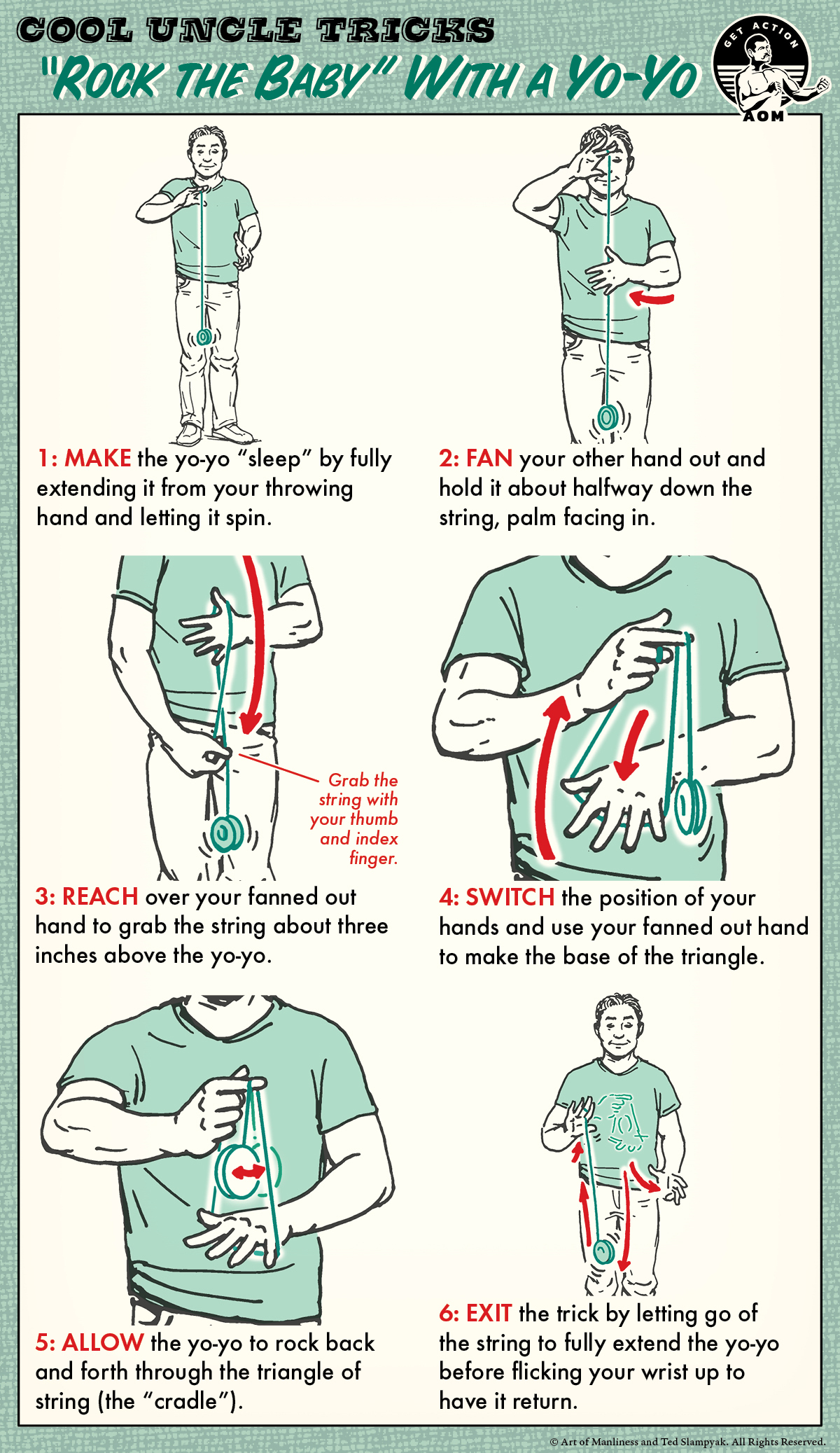 rock the baby yo yo trick step by step guide illustration. 