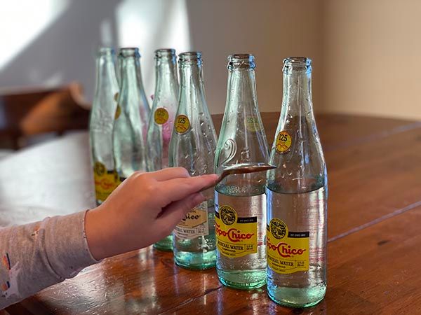 glass bottle xylophone with topochico bottles. 