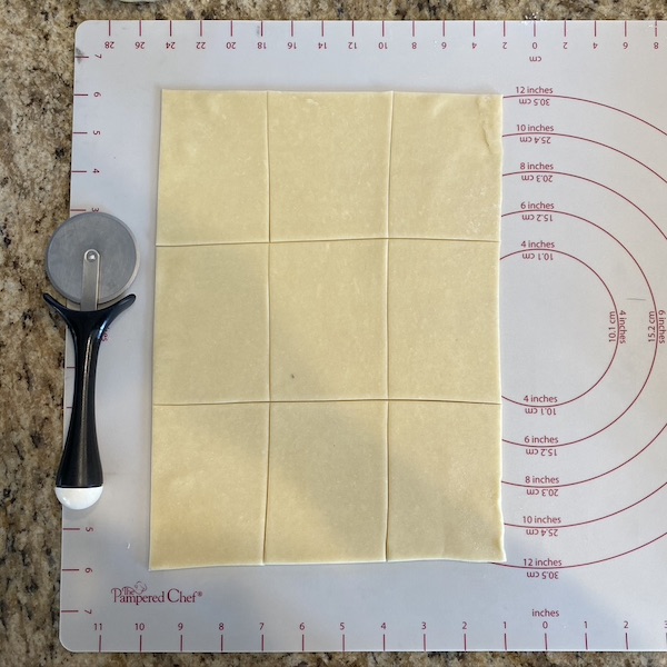 pie dough cut in 9 rectangles for making pop tarts. 