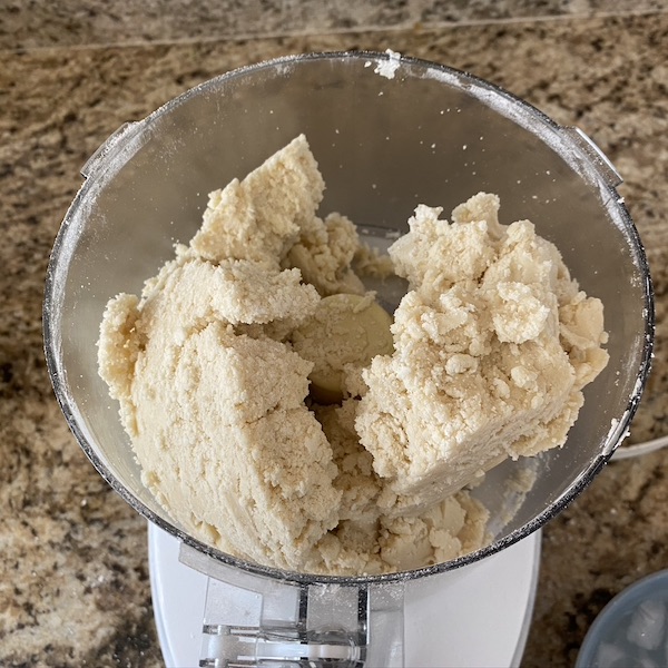 making pie dough in a food processor. 