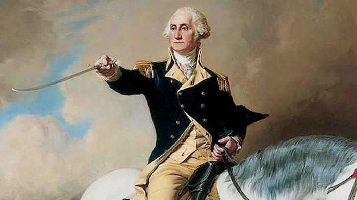 A painting of George Washington on a horse, showcasing the humble leader.