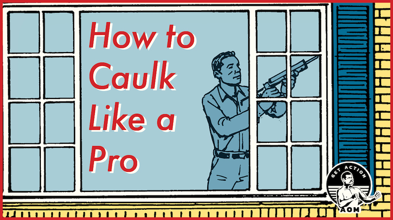 illustration of man caulking window.