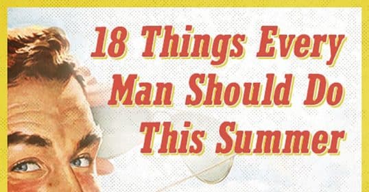 A vintage-style illustration with the summer checklist for men 