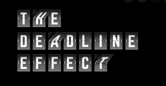 The deadline effect logo on a black background helps improve productivity.