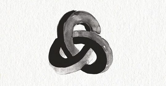 An illustration of an infinity symbol in black and white.