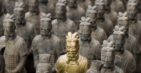A single terracotta warrior, an essential framework in