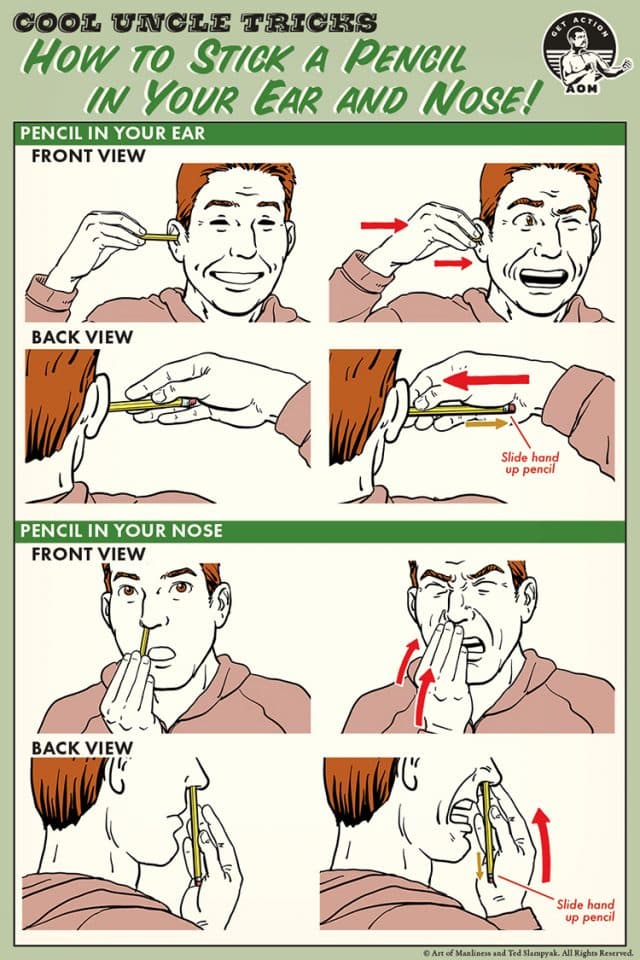 Cool Uncle Tricks How to Stick a Pencil in Your Ear and Nose The Art of Manliness