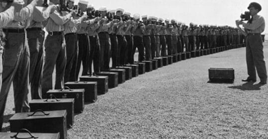 A line of uniformed men showcasing unparalleled power.