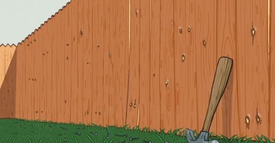 An illustration of a wooden fence with a hammer in the grass, leaving a lasting mark.