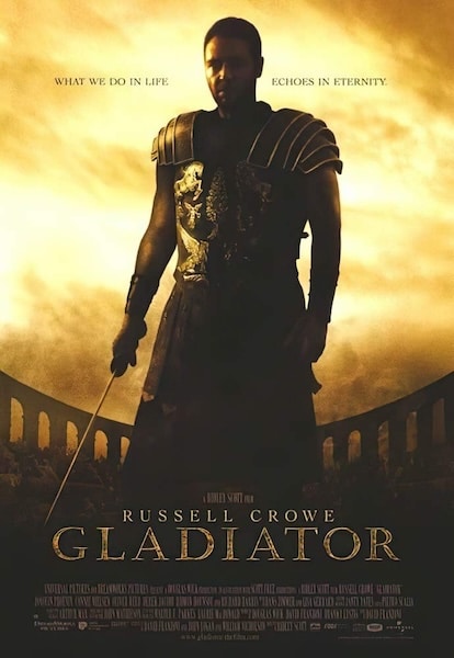 Inspiring Gladiator movie poster with a man holding a sword.
